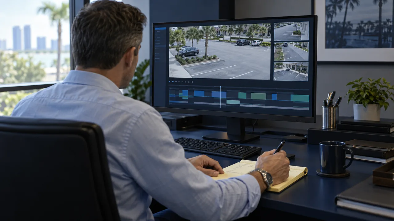 Illustration of an analyst reviewing a video timeline and recording observations